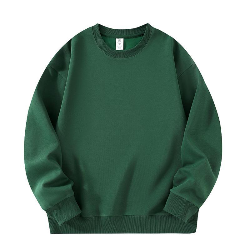 400g Silver Fox Fleece Lined Oversized Crew Neck Sweatshirt for Men - American Loose Fit, Drop Shoulder, Solid Color