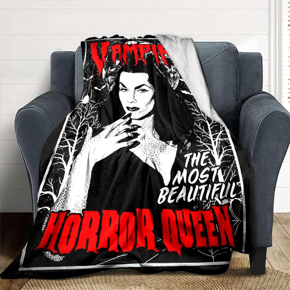 1pc Vampira Horror Queen Soft Flannel All Season Throw for Home, Office, Outdoor UseDurable Comfort Soft Warm Throw for Home