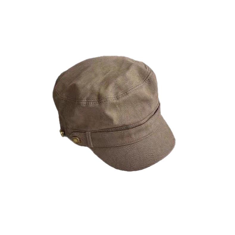Retro Flat Top Beret For Ladies With Adjustable Fit And Sun Protection In Polyester Fabric For Autumn Wear