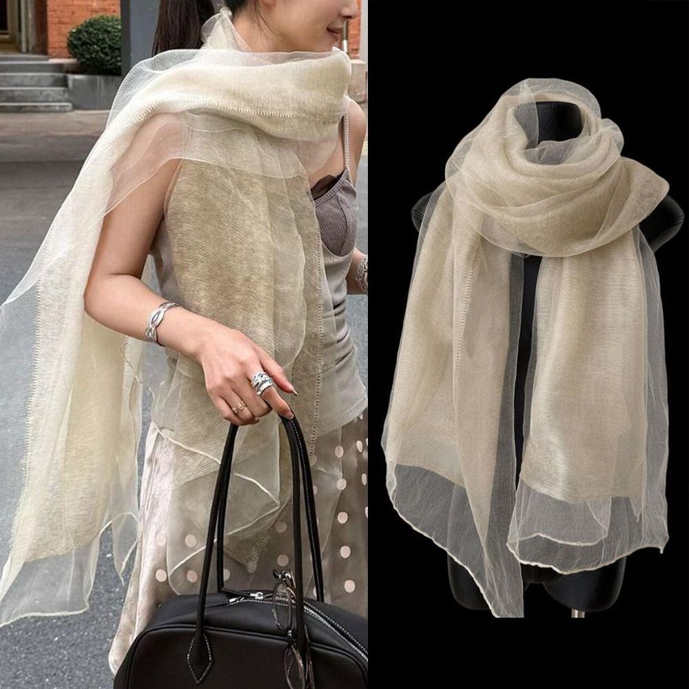 Mesh Warm Shawl Solid Color Hijab Scarf Elegant Wraps Autumn and Winte