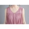 Solid Color Drawstring Casual Loose Sleeveless Dress