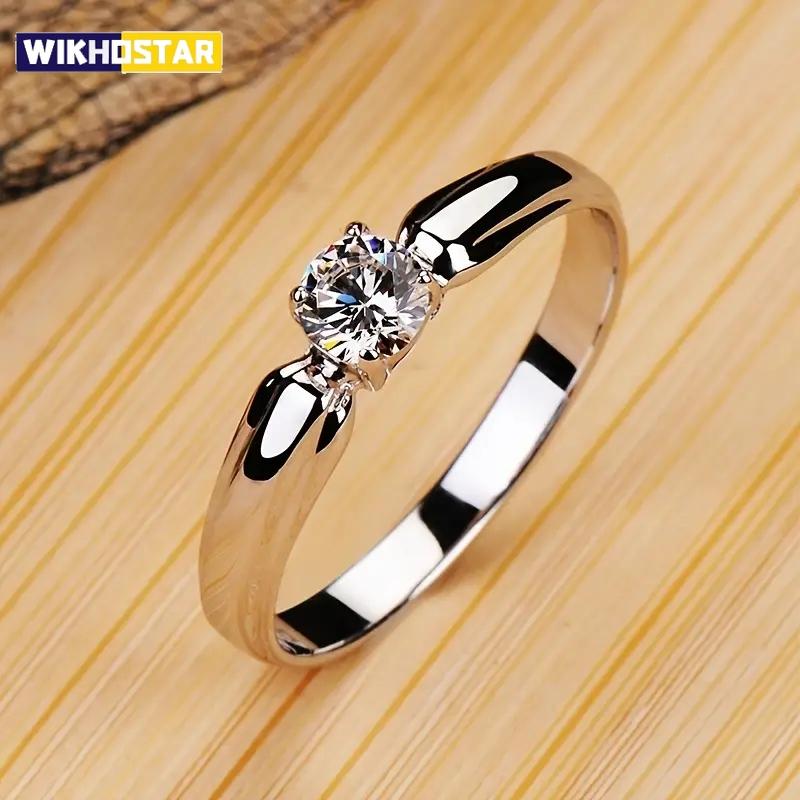 Single Round Cubic Zircon Rings for Women Engagement Wedding Band Accessories Simple Elegant Female Rings Fashion Jewelry