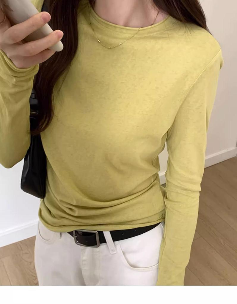 2025 New Slimming Round Neck Long-Sleeve Top for Women