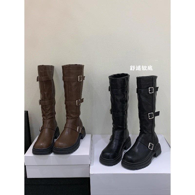 Autumn British long boots Martin boots Small thick-soled long tube but knee-high knight boots