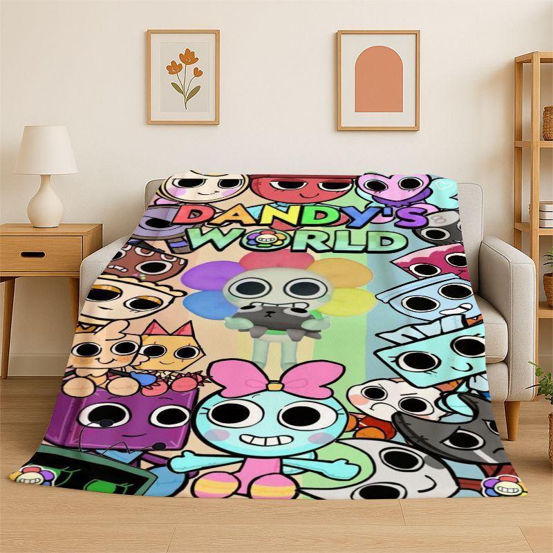 Coperta morbida in flanella Dandy World Cartoon, Coperta calda e accogliente per letto, Divano, Divanetto, Camera da letto, Soggiorno, Viaggio, Campeggio
