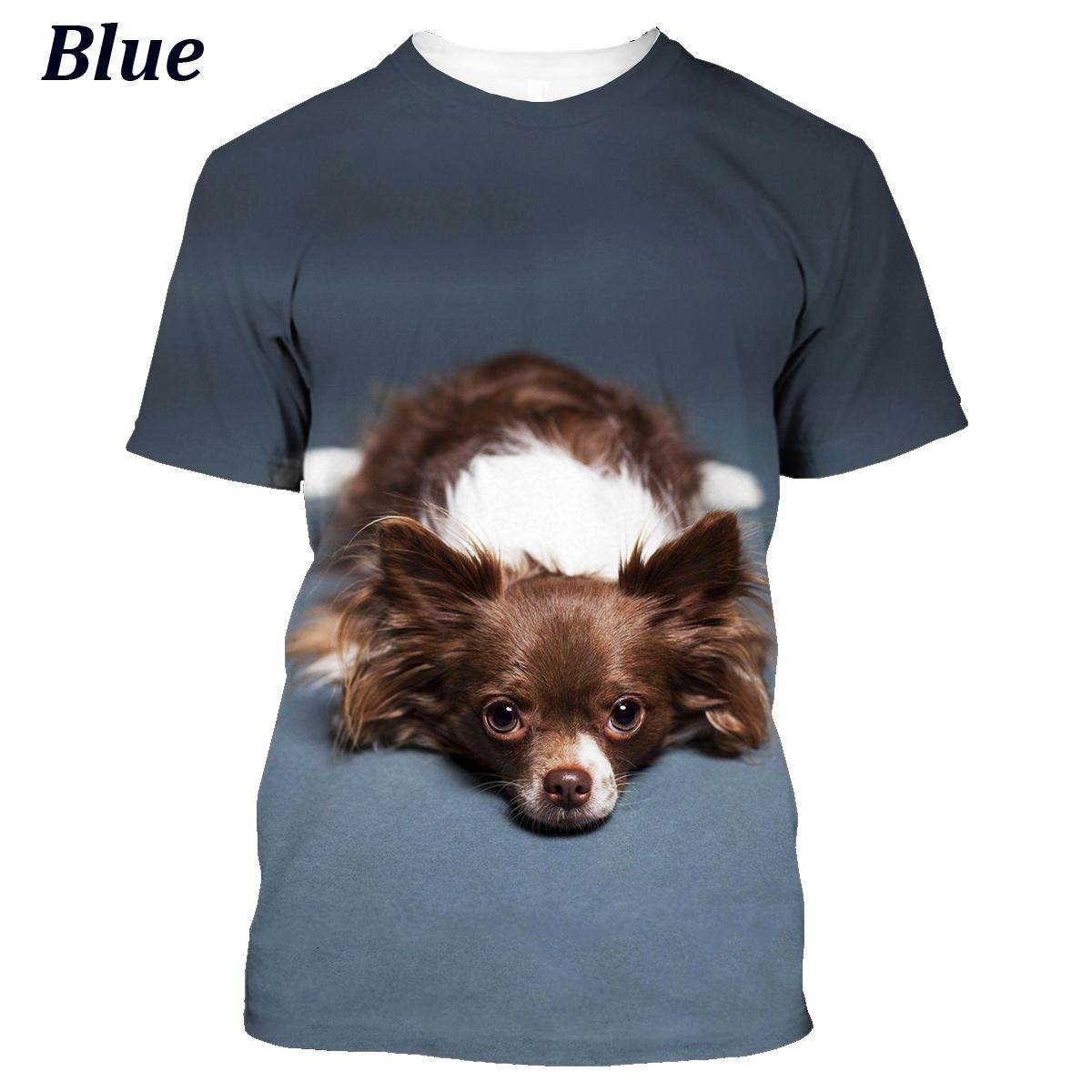 

Літня модна 3d футболка з собакою чихуахуа для самців і самиць, милий топ з короткими рукавами XXXL
