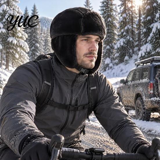Warm Gift for Winter Ear Protection Hat, Plush Velvet Windproof Cold-proof Cap with Chin Thickened Caps Buckle, Soft Thick Imitation Rabbit