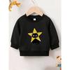 Kids Sweatshirt Star Black Cat Print Cute Spring/Autumn Long Sleeve Round Neck Sweatshirt