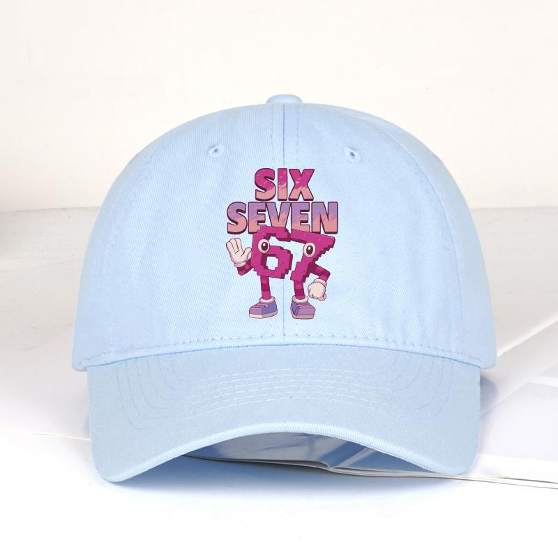 Cartoon 67 Six Seven Print Baseball Cap Adjustable Unisex Vintage Snapback Hat Casual Outdoor Sun Cap
