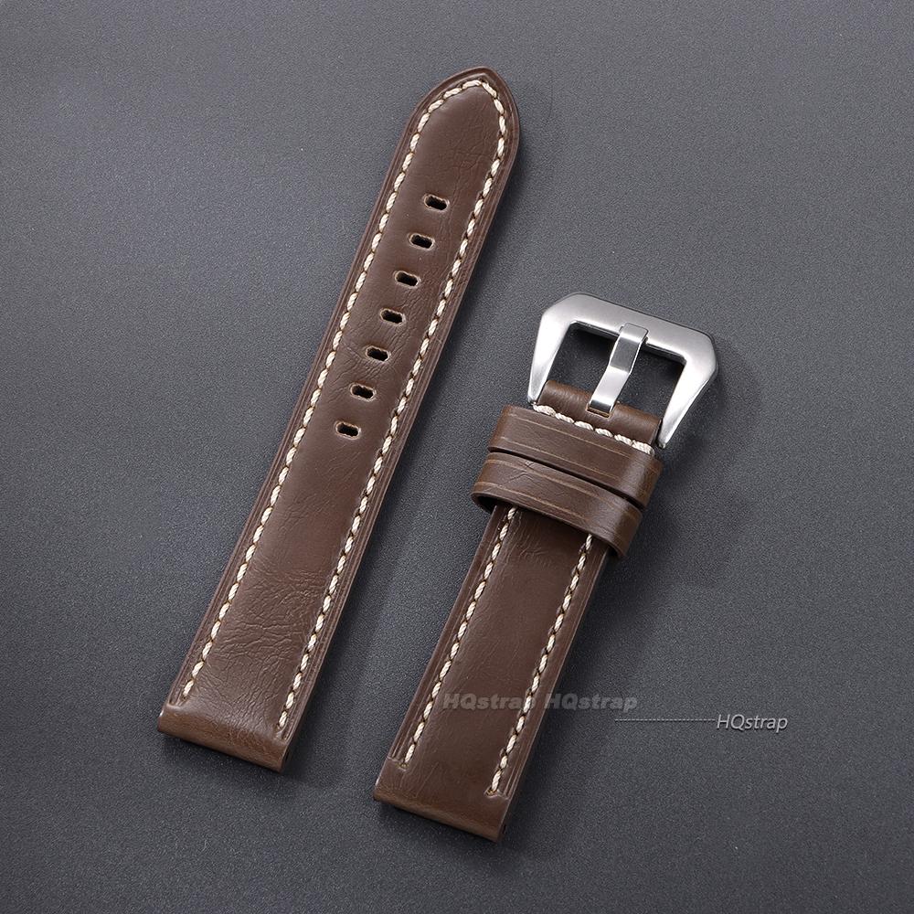 Crazy Horse Leather Watch Strap 20mm 22mm 24mm 26mm for Panerai Vintage Watch Band Black Blue Brown Handmade Watchband Accessory