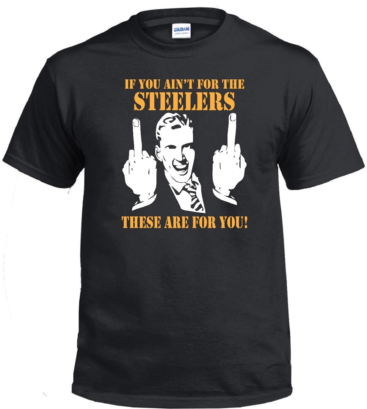 STEELERS FLIP THE BIRD HARDCORE FOOTBALL FAN MIDDLE FINGER JERSEY BLACK T-shirt S