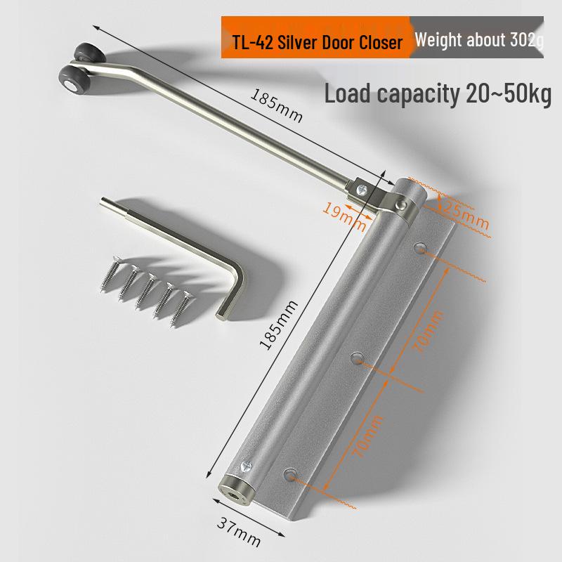 Aluminum Alloy Hydraulic Buffer Fireproof Door Closer for Silent Double Swing and Anti-theft Doors.