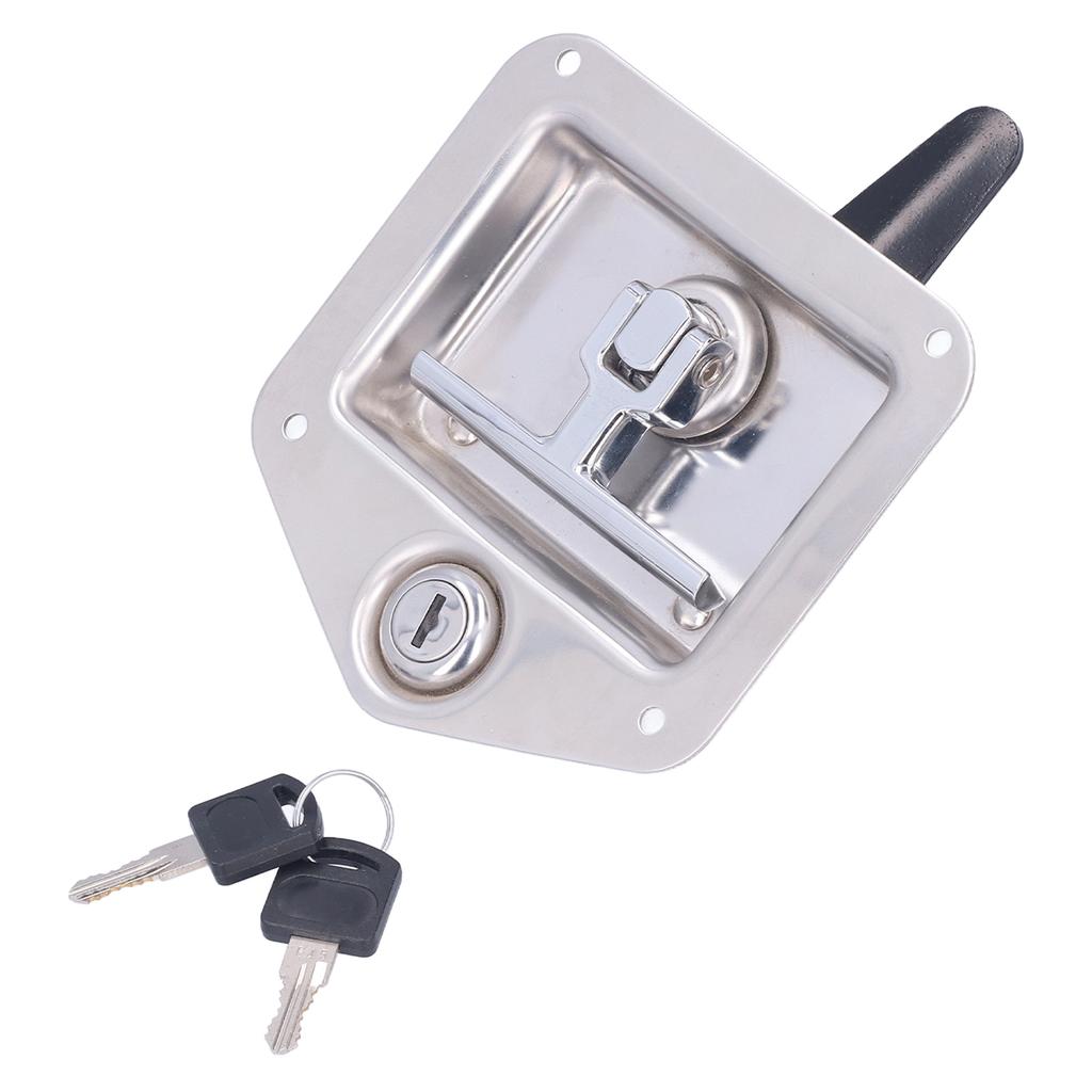 Trailer Door Latch T Handle with 2‑Key Stainless Steel Chrome for Caravan Camper Tool Box
