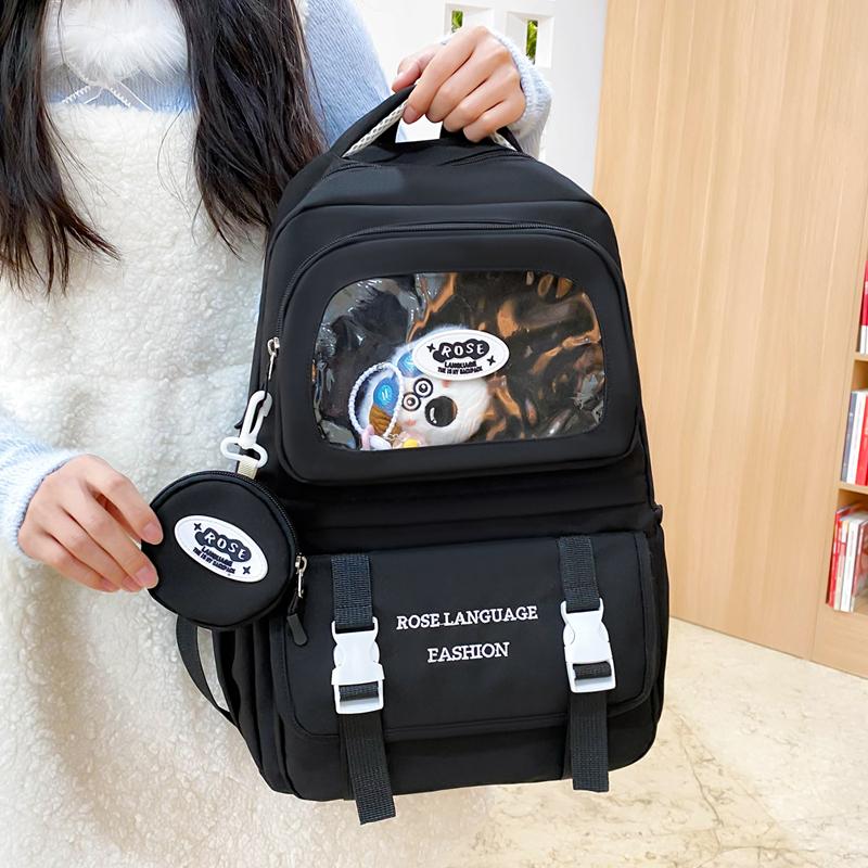 Three-Piece Schoolbag Set for Primary School Students Women's Letter Print Backpack College Style Large Capacity Backpack