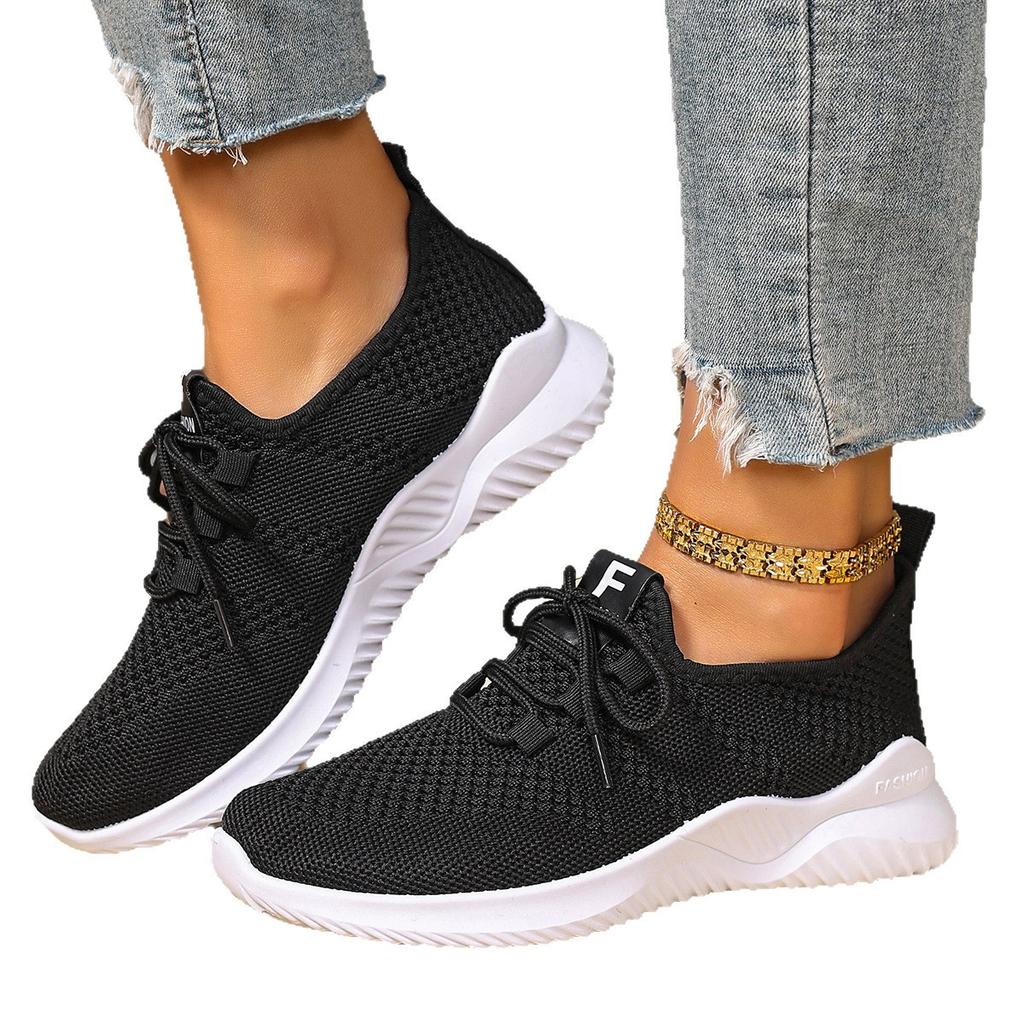 Shoes Women's Shoes Women's Fashion Running Shoes Flying Weaving Breathable Women's Shoes Soft Sole Trend Sneakers