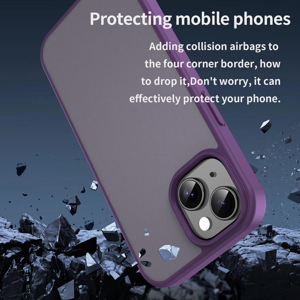 For iPhone 15 Plus/14 Plus Case Skin Touch Matte Anti Drop TPU PC Phone Back Cover