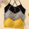 Sports Bra Women's Cross Shoulder Strap Sports Bra Yoga Navel Top Gym Fitness Tube Top Breathable Beauty Sexy Bra Back