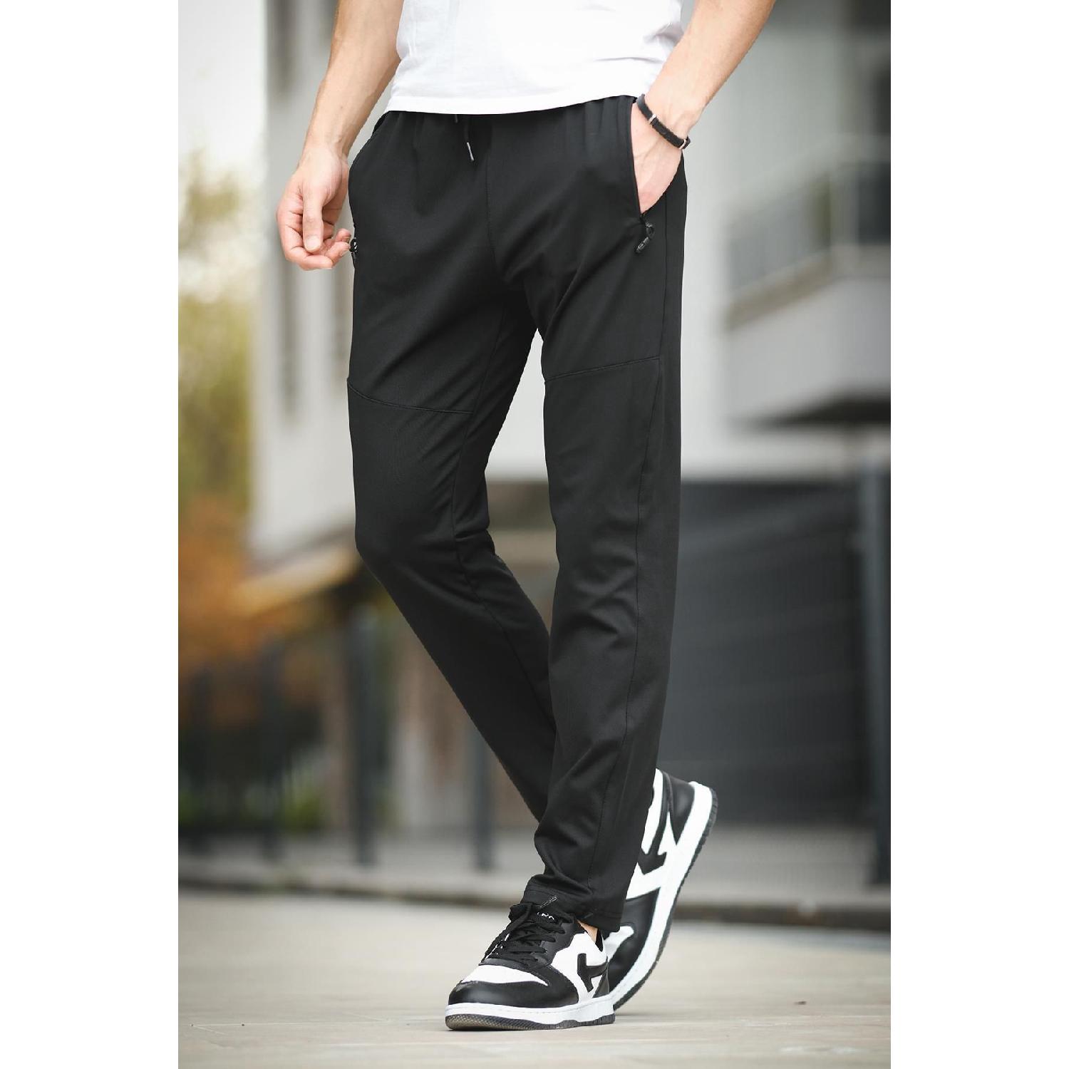 

Fico Diver Scuba Fabric Slim Fit Stitching Detailed Straight Leg Sweatpants M чёрный
