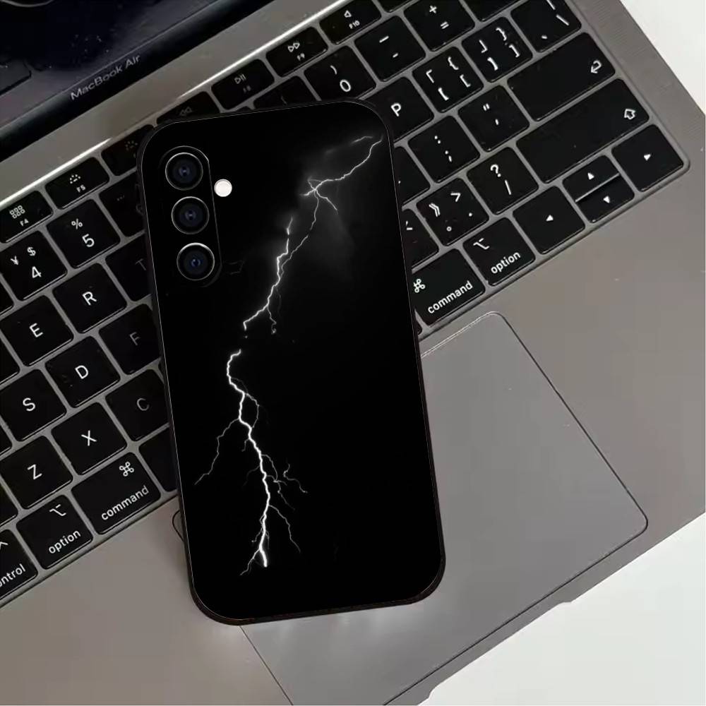 Dark Night Lightning Phone Case For Samsung Galaxy A73,A72,A71,A70,A53,A52,A51,Soft Silicone Black Cover