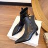 [Customized] Short Boots Women's High Heels Pointed Spring and Autumn Single Boots Thin Heels High Heels Thin Boots Medium Tube Fashion Boots