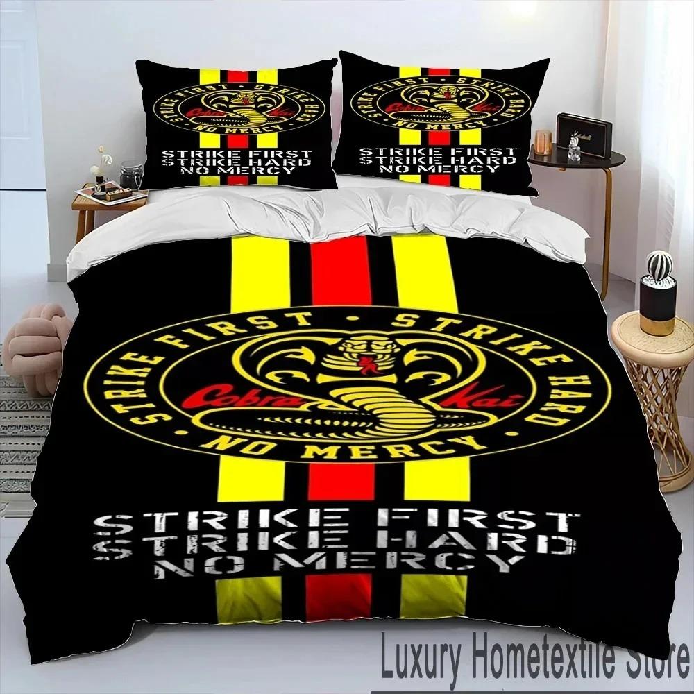 3D Cobra Kai Amanda TV Karate Bettdecken-Set, Bettbezug, Bettset, Steppdecke, Kissenbezug, King-Queen-Size-Bettwäsche-Set für Kinder