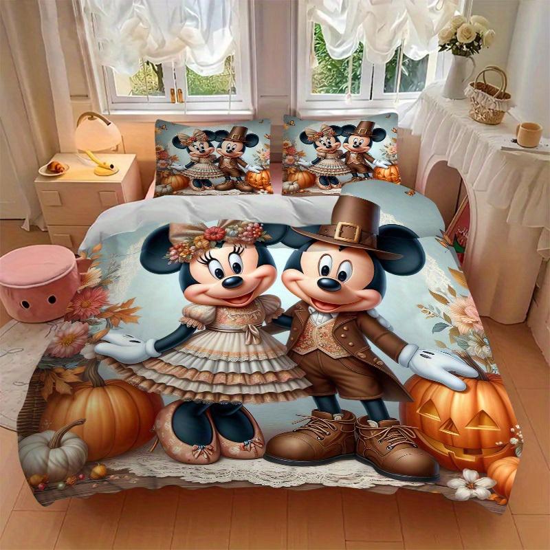 3pcs Set Autumn, Thanksgiving, Mickey Bedding Set with Duvet Cover+Pillowcases, All-Season Polyester, Zipper Closure51