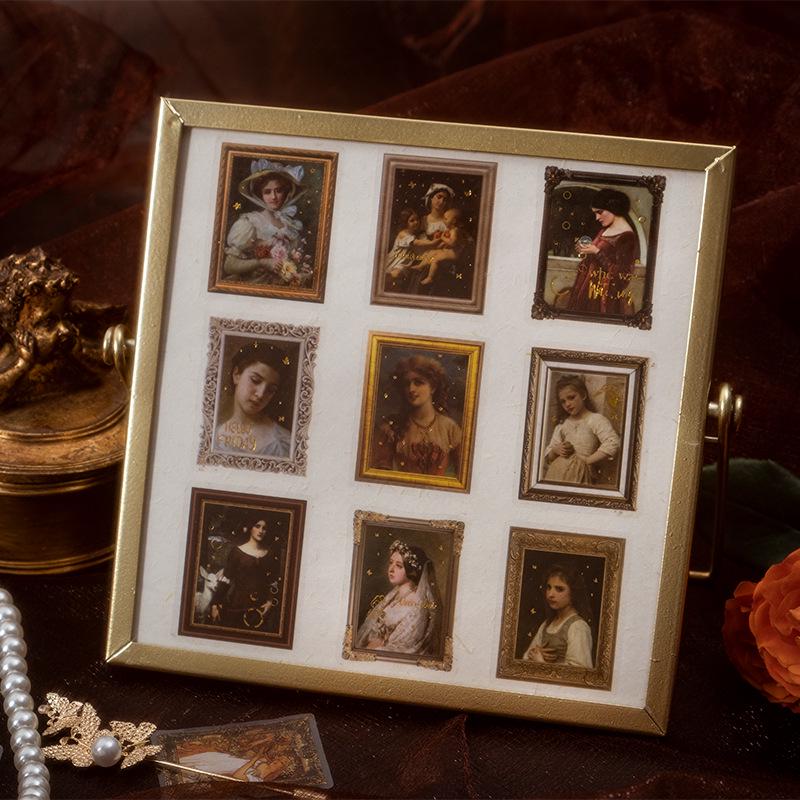 Gallery of Girls: Beautiful Day PET Stickers - Famous Painting Photo Frame Journal Material (40 Sheets)