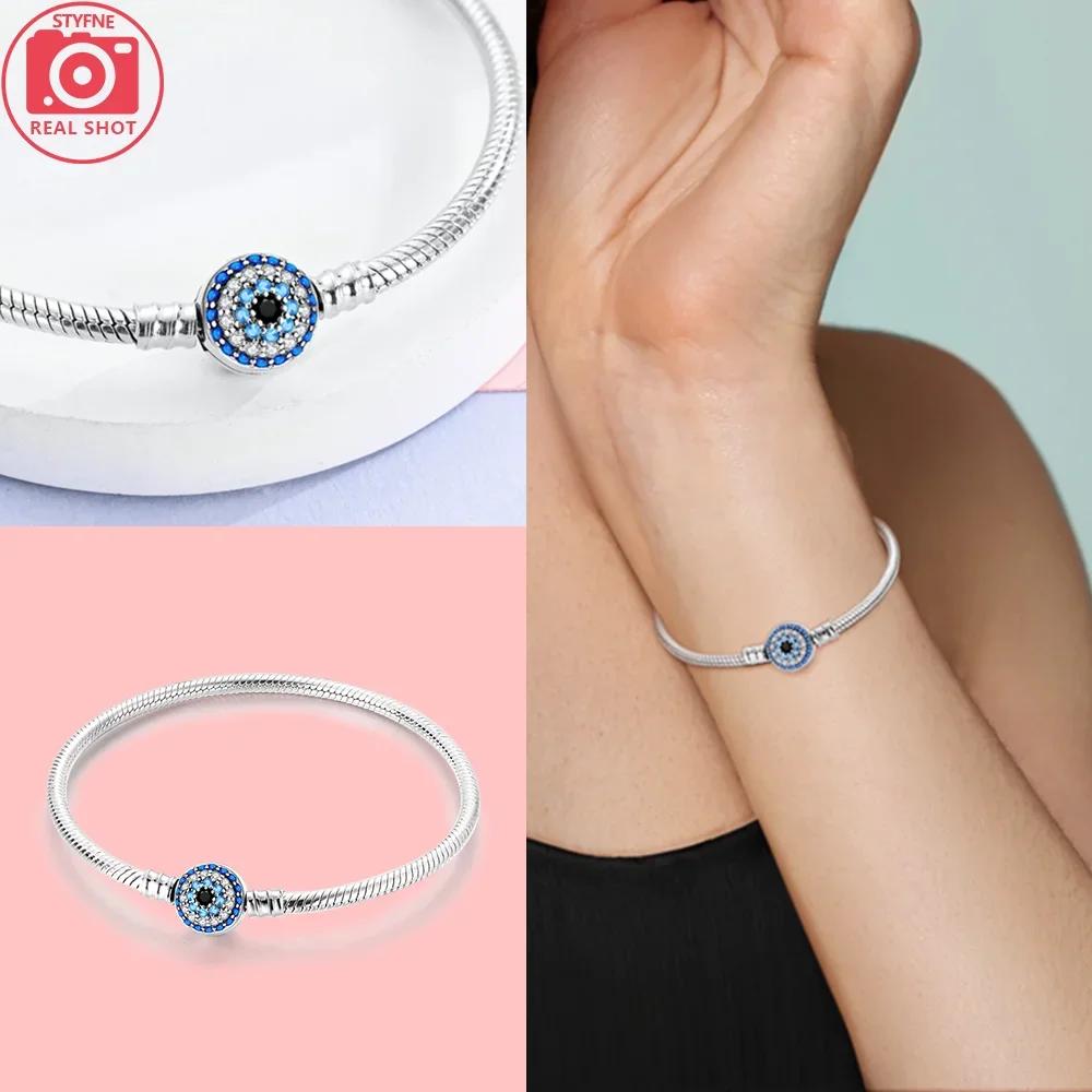 Sliver Bracelets Heart Lucky Eyes Bracelets Female Anniversary Party Fine Bracelets Bangles Jewellery Gifts for Women