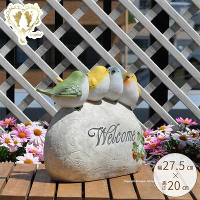 Bine ați venit păsări Drăguț mic (set 4) decor primitor. Grădinărit ideal ca cadouri. Lățime 27,5 cm. Intrări potrivite ornamentare grădină.
