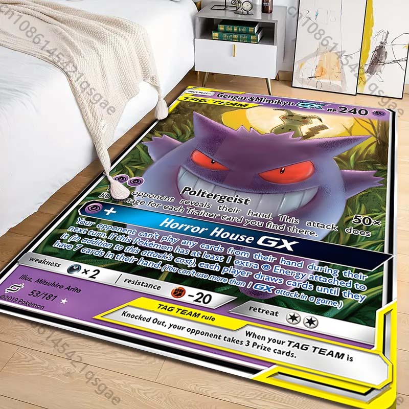 Naujas Produktas Pokémon Mimikyu Kortų Spausdintas Kilimas Svetainei Miegamajam Namų Dekoras Plotinis Kilimas Sofai Prieškambariui Žaidimų Kilimėlis