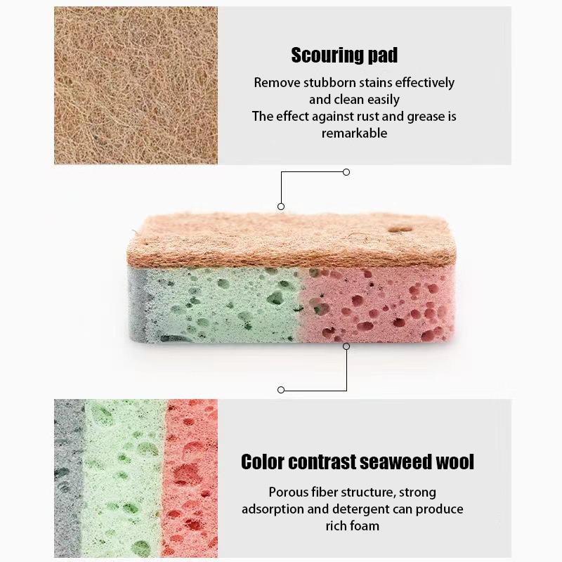 1/5 Stücke Geschirrspülschwamm Zellstoff Baumwolle Farbe Magischer Reinigungsschwamm Entfernen Rost Topfbürsten Küchenwaschwerkzeug