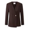 Women's V-Neck Wool Blend Mid-Length Jacket