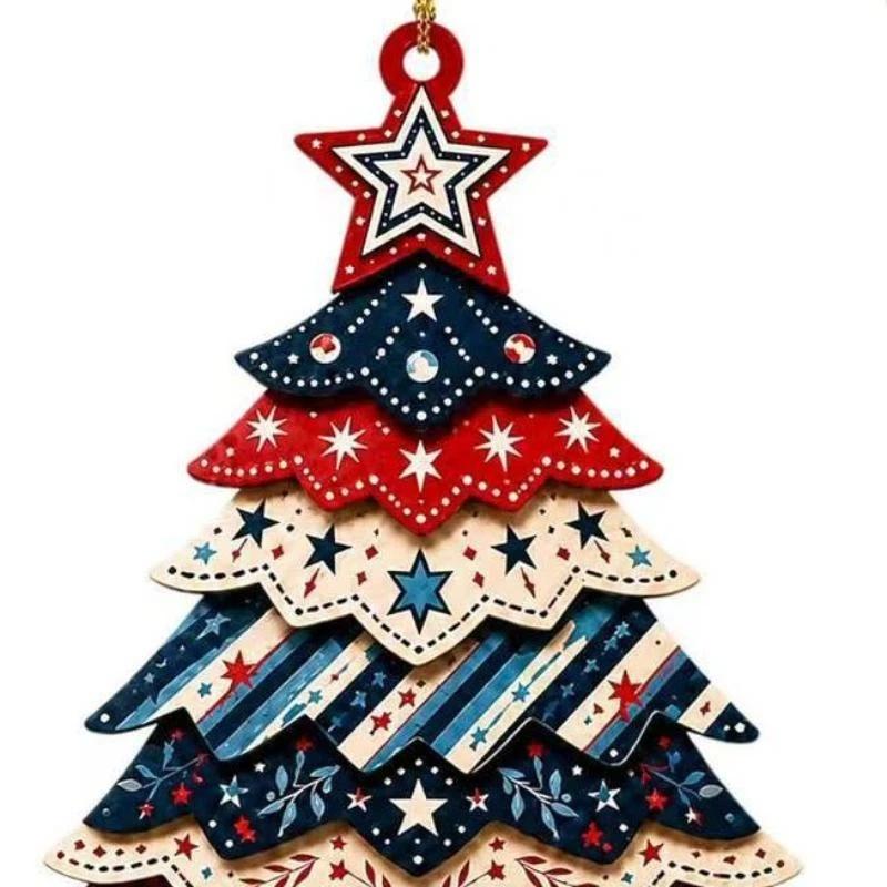 Stacked Books Shaped Christmas Hanging Ornament Colorful with Star Topper for Xmas Seasonal Home Decor Gift