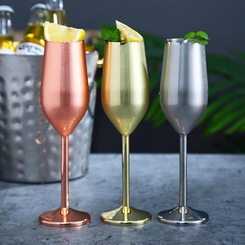 Stainless Steel Red Wine Goblets Large-Capacity Red Wine Glass Juice Drink Champagne Goblet Party Barware Kitchen Tool
