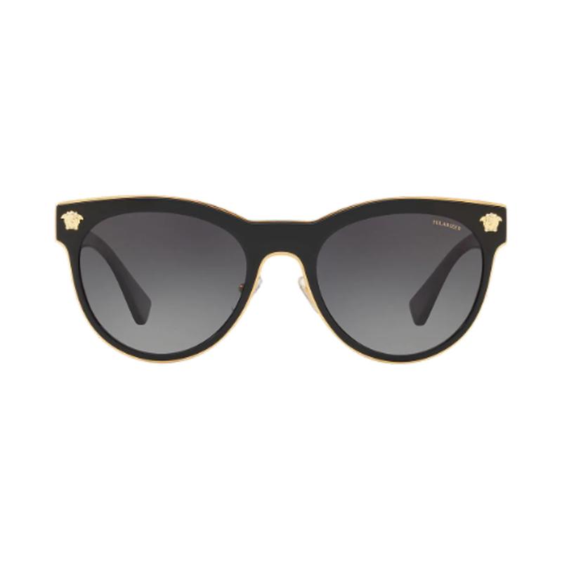 Versace Medusa head pattern logo inlay, polycarbonate metal, irregular shape, sunglasses, unisex couple style, black VE21981002T3-Black 54