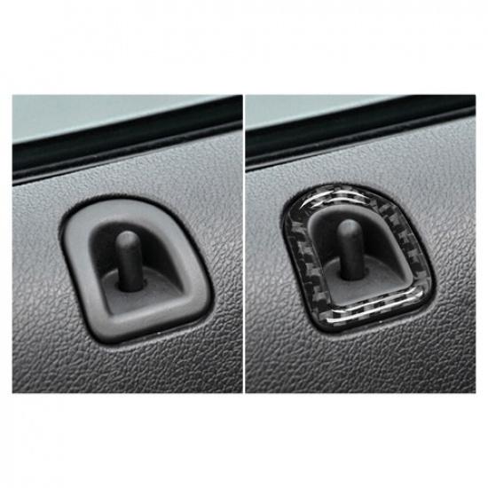2pcs Carbon Fiber Interior Door Lock Pin Frame Cover For Ford Mustang 2005-2008