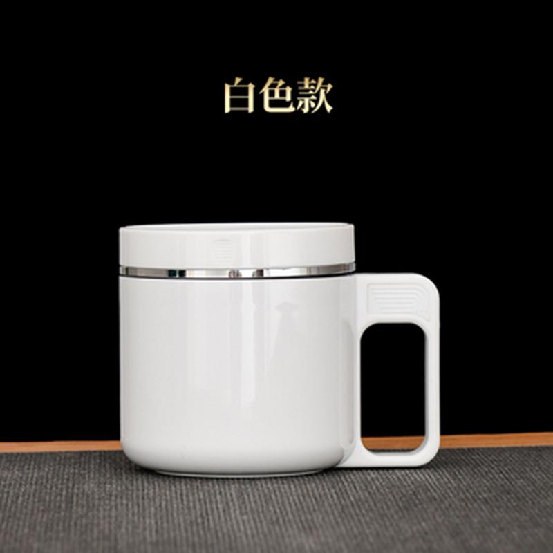 Sterling silver 999 silver inner cup handle cup Solid color handle thermos cup Home office mug 301-400ml красный