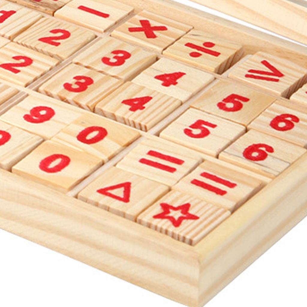 Wooden Math Blocks Educational Early Learning Bright Color Skill Development Math Counting Board
