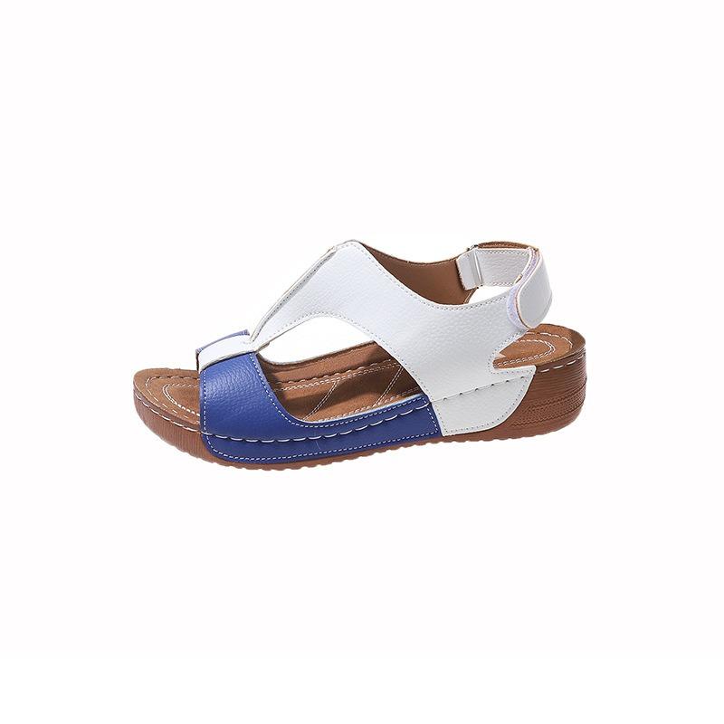 2025 Summer New Plus Size 43 Sandals Women's Wedge Platform Velcro Fish Mouth Sandals