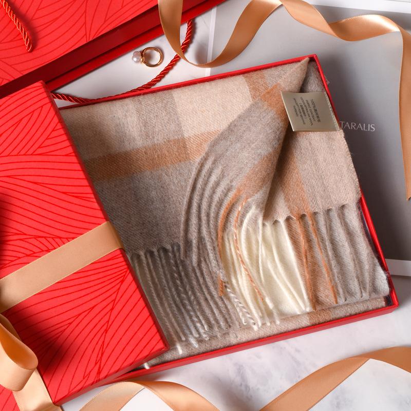 

Pure wool scarf men s and women s winter versatile plaid scarf thickened shawl dual-purpose gift high-end birthday gift