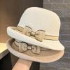 French Bow Sunshade Basin Hat Women's Spring and Autumn Summer Outing Small Edge Curled Top Hat Breathable Thin Fisherman Hat