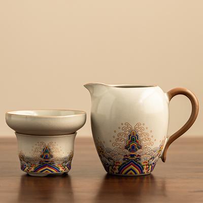 Leichter Luxus Ru Ofen gerechte Tasse Ganzporzellan Hundertlochfilter Hochwertiges Kung Fu Teeset Chahaiyun Tasse Männertasse Teeverteiler