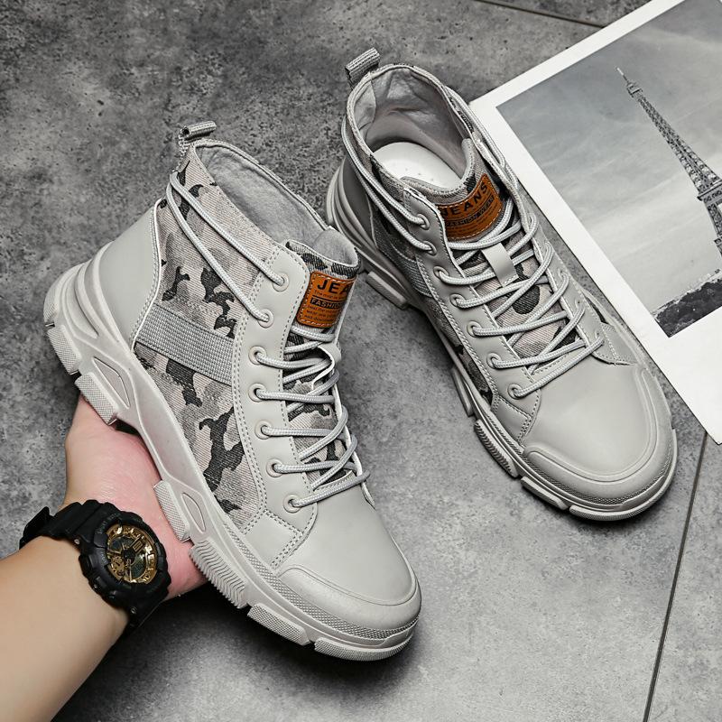 Fashion Canvas Men Boots Lace Up Male Canvas Shoe Platform Ankle Botas Cowboy Motorcycle Boots Fashion  Desert  Botines 2024
