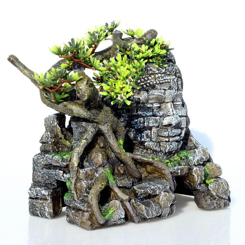 1pc Kreative große Buddha stamm aquarium landschaftsbau Schloss baum haus harz de