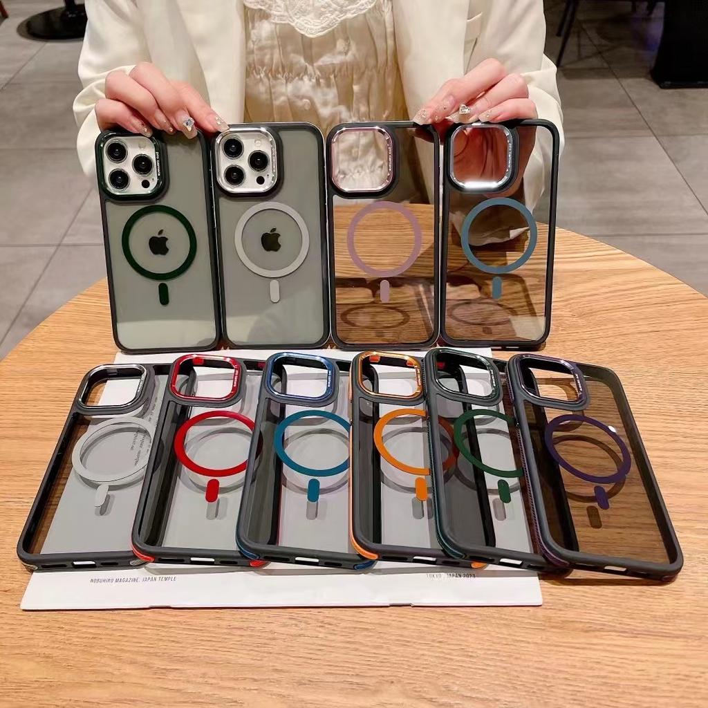 Metal Lens Suitable for Iphone16 Mobile Phone Case Gold Shield Three-in-one 15 Color Transparent Magnetic Case XR Full-inclusive Protective Case