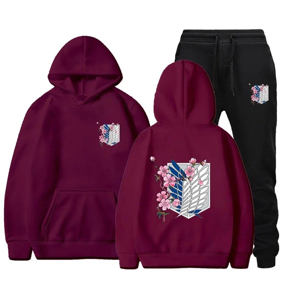 Podzimní a zimní pánská a dámská souprava kalhot s kapucí se vzorem předhrudí Sada kalhot s kapucí s potiskem pro neformální páry z ulice