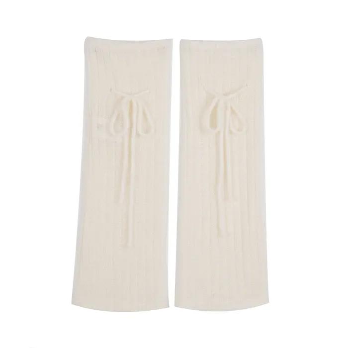 Ribbon Wool Ribbed Leg Warmers_Ivory