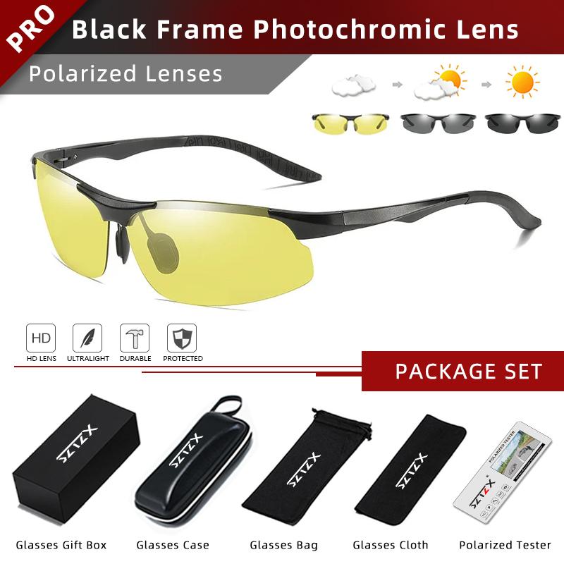 

SZTZX Aluminium Rimless Photochromic Day Night Vision Anti-Glare Glasses Men Polarized Driving Sunglasses Travel Fishing Goggle чорний