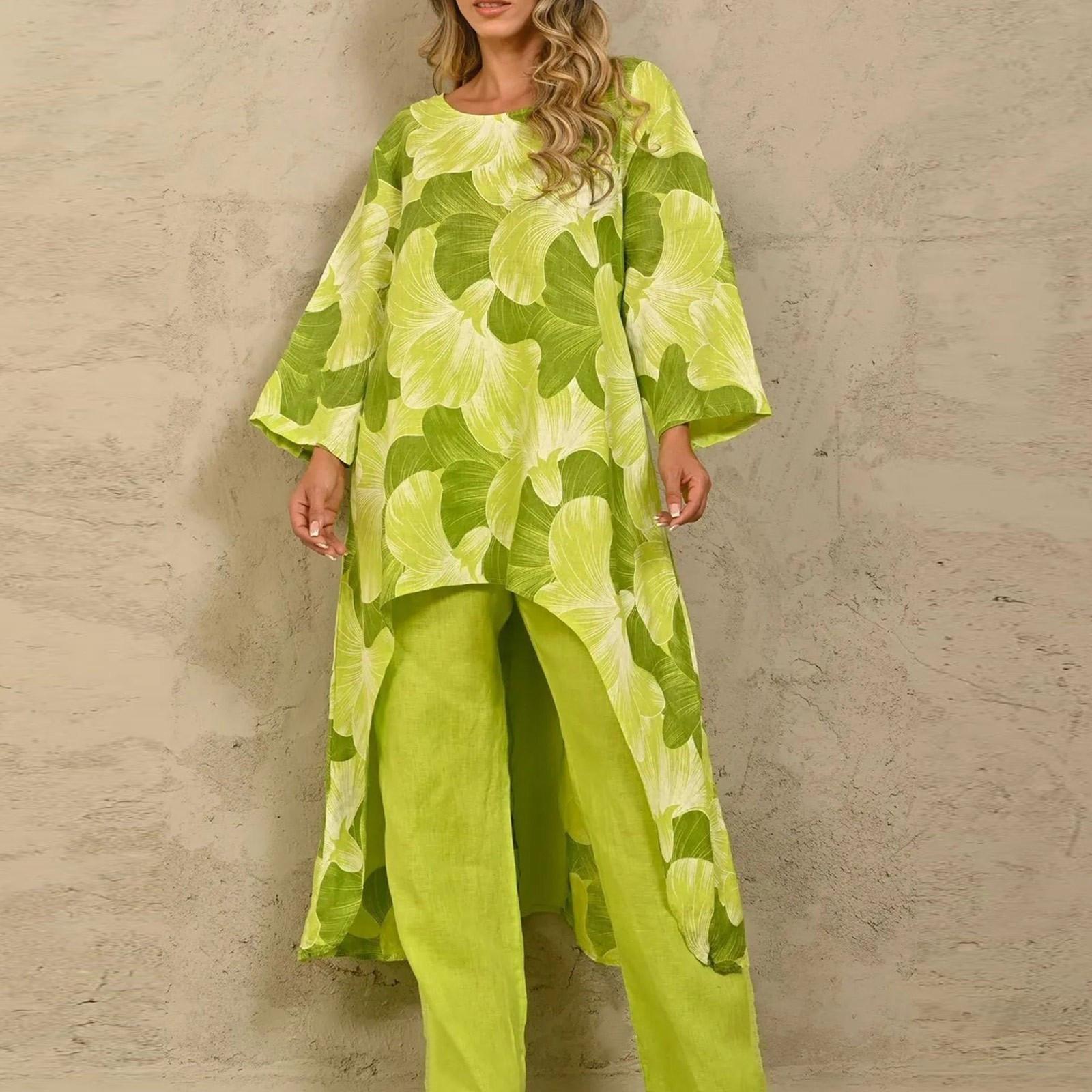 

Женский комплект из 2 предметов, весенние повседневные модные топы с длинными рукавами и принтом, свободные длинные брюки XXXXL