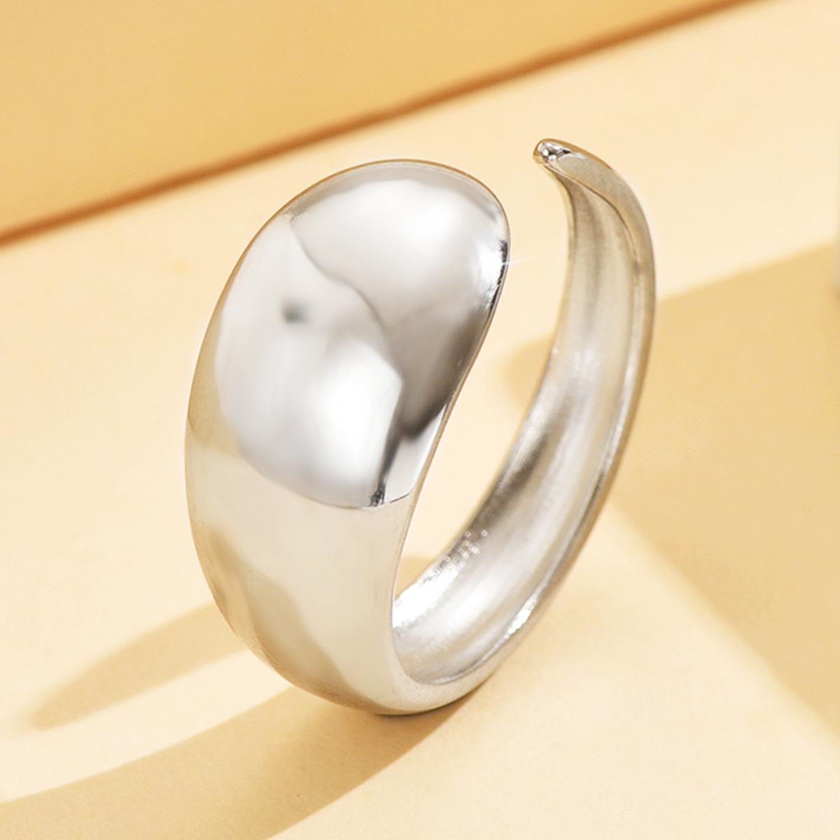 Retro Geometric Water Drop Stainless Steel Ring - Gold-Plated Jewelry for Women